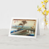 44. 四日市宿, 広重 Yokkaichi-juku, Hiroshige, Ukiyo-e Karte (Gelbe Blume)