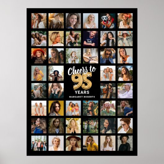 44 Foto-Collage 95. Geburtstag Poster (Vorne)