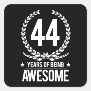 44. Geburtstag (44 Jahre des Seins fantastisch) Quadratischer Aufkleber