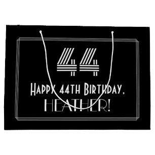 44. Geburtstag — Art Deco Inspiriert Aussehen "44" Große Geschenktüte