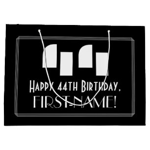 44. Geburtstag ~ Art Deco Inspiriert Look "44" + N Große Geschenktüte