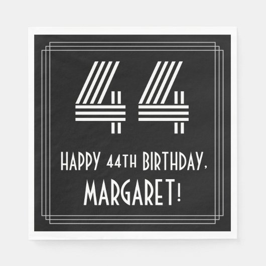 44. Geburtstag: Art Deco Inspiriert Look "44" + Na Serviette (Vorderseite)