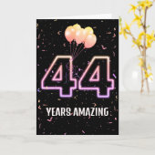 44. Geburtstag Ballons und Confetti Karte (Gelbe Blume)