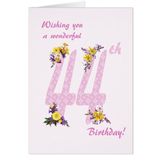 44. Geburtstag Blume Dekorierte Zahlen (Vorne)