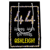 44. Geburtstag: Blumennummer, Individuelle Name, B Mittlere Geschenktüte (Rückseite)