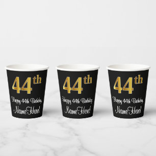 44. Geburtstag - Elegante Luxuriöse Imitate Gold L Pappbecher