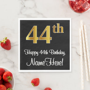 44. Geburtstag ~ Elegante Luxuriöse Imitate Gold L Serviette