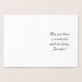 44. Geburtstag: Elegantes, Verziertes Script; Indi Folienkarte (Innenseite)