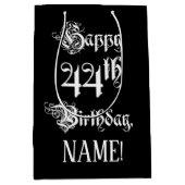 44. Geburtstag: Extravagant, elegant, Script + Ind Mittlere Geschenktüte (Vorderseite)
