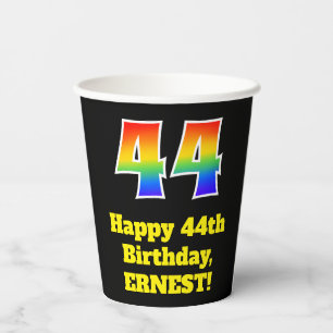 44. Geburtstag: Farbenfroh, Spaß, Spannung, Regenb Pappbecher