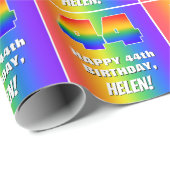 44. Geburtstag: Farbiges, lustiges Regenbogenmuste Geschenkpapier (Rolleneckpunkt)