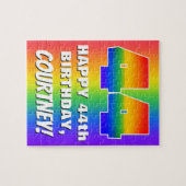 44. Geburtstag: Farbiges, lustiges Regenbogenmuste Puzzle (Horizontal)