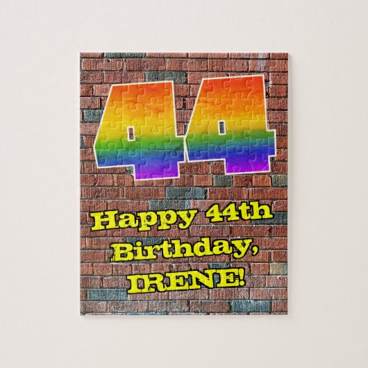44. Geburtstag: Fun Graffiti-Inspiriert Regenbogen Puzzle (Vertikal)