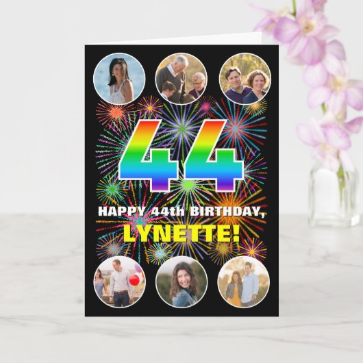 44. Geburtstag: Fun Rainbow #, Individuelle Name & Karte (Orchidee)