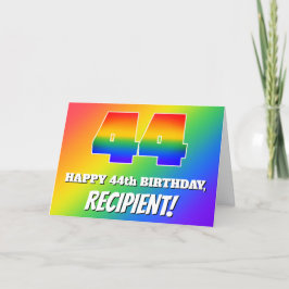 44. Geburtstag: mehrfarbiges Regenbogenmuster # 44 Karte