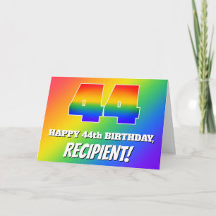 44. Geburtstag: mehrfarbiges Regenbogenmuster # 44 Karte