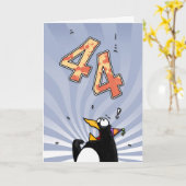 44. Geburtstag - Pinguin-Überraschungs-Karte Karte (Gelbe Blume)