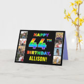 44. Geburtstag: Regenbogentext, benutzerdefinierte Karte (Gelbe Blume)