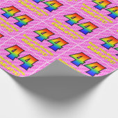 44. Geburtstag: Rosa Streifen & Herz, Regenbogen # Geschenkpapier (Ecke)