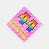 44. Geburtstag: Rosa Streifen & Herz, Regenbogen # Serviette (Ecke)