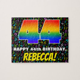 44. Geburtstag — Spaß, bunte Musiksymbole & "44" Puzzle