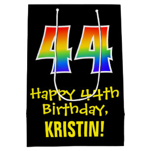 44. Geburtstag: Spaß, kühl, farbig, Regenbogen "44 Mittlere Geschenktüte