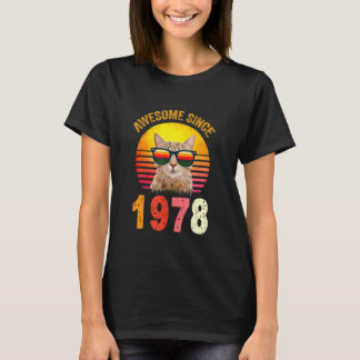 44. Geburtstag Vintage-Katze Großartig seit 1978 T-Shirt