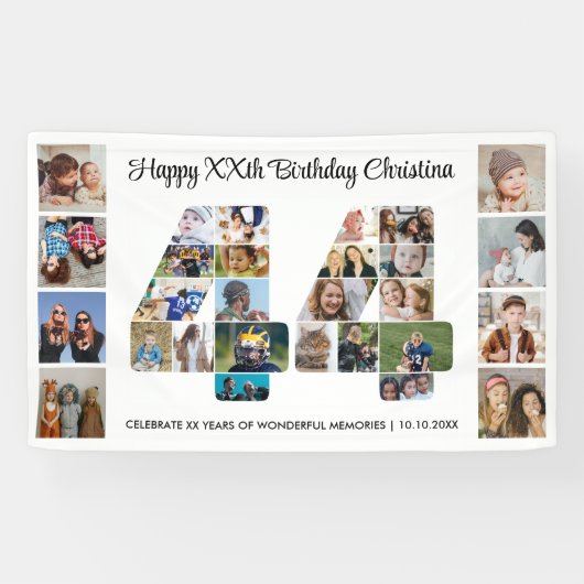 44. Geburtstagsfeier Nummer 44 Fotocollage Banner (Horizontal)