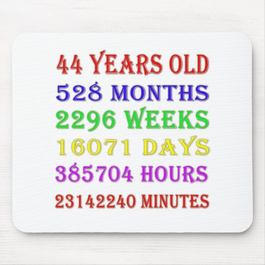 44. Geburtstagsfeiertage Mousepad (Vorne)