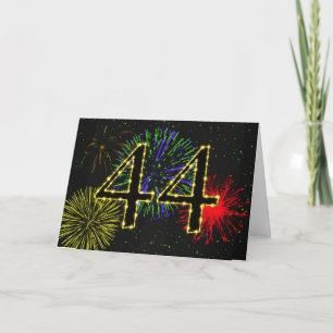 44. Geburtstagskarte mit Feuerwerk Karte