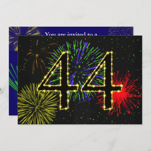 44. Geburtstagsparty Einladung (Vorne/Hinten)
