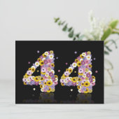 44. Geburtstagsparty mit Blumenbriefen Einladung (Stehend Vorderseite)