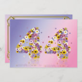 44. Geburtstagsparty mit Blumenbriefen Einladung (Vorne/Hinten)