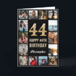 44. Happy Geburtstag Schwarz und Gold Foto Collage Karte<br><div class="desc">44. Glückliche Geburtstagskarte Schwarz und Gold Foto Collage Geburtstagskarte. Für weitere Anpassungen klicken Sie bitte auf die Schaltfläche "Anpassen" und verwenden Sie unser Designwerkzeug,  um diese Vorlage zu ändern.</div>