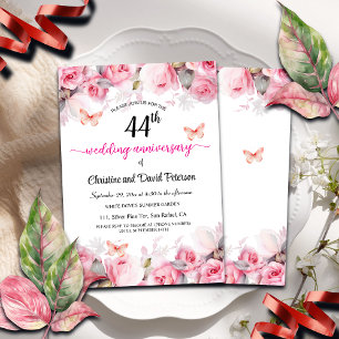 44. Hochzeitstag Elegante Rose Einladung