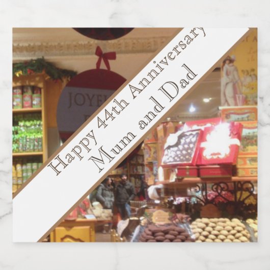 44. Hochzeitstag Schaumweinetikett (Einzelnes Label)