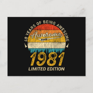 44 Jahre alt 1981 Retro Phantastisch 44. Geburtsta Postkarte