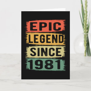 44 Jahre alt Bday 1981 Epische Legende 44. Geburts Karte