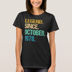 44 Jahre alte Legende seit Oktober 1978 44. Geburt T-Shirt