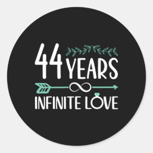 44 Jahre Unendliche Liebe 44. Hochzeitstag Runder Aufkleber