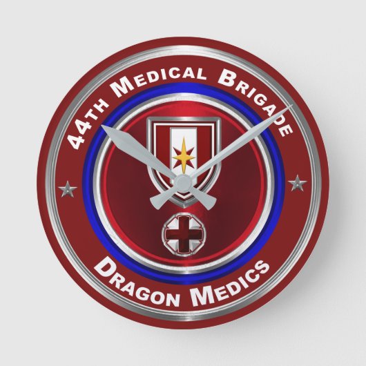 44. Medizinische Brigade Dragon Medics Runde Wanduhr (Vorderseite)
