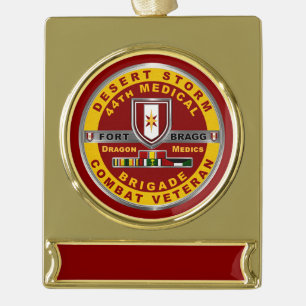 44. Medizinische Brigade Wüste Sturm Veteran Banner-Ornament Gold