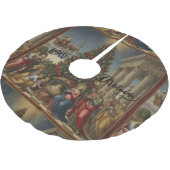 44" Nativity Santa Christmas Tree Skirt Polyester Weihnachtsbaumdecke (Schrägansicht)