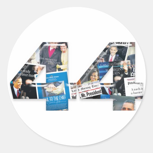 44: Obama Einweihung der Zeitung Collage Runder Aufkleber (Vorderseite)