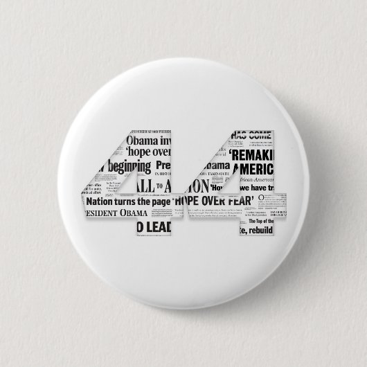 44: Obama-Einweihungs-Schlagzeilen-Collagen-Knopf Button (Vorderseite)
