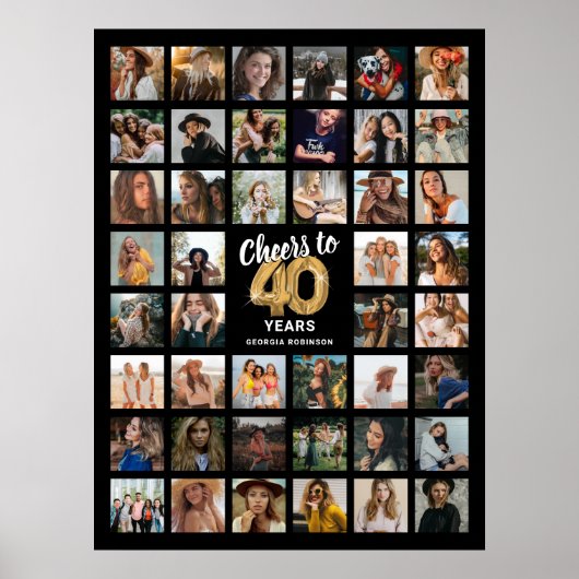 44 Photo Collage 40th Birthday Poster (Vorne)