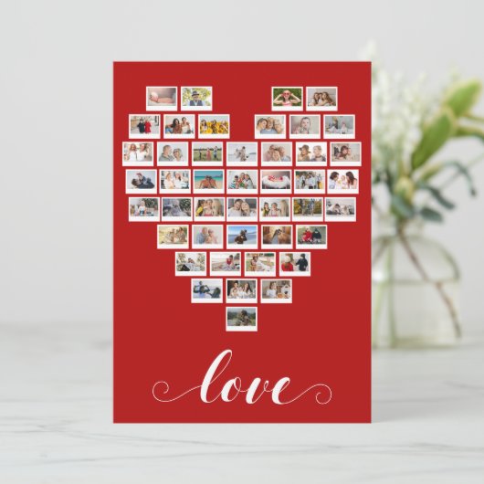 44 Photo Collage Camera Film Love White Heart Card (Stehend Vorderseite)