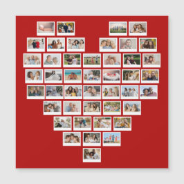 44 Photo Collage Red Heart Magnetic Card Magnetkarte