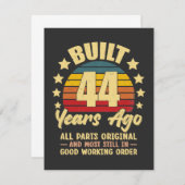 44 Years Ago All Parts Original 44th Birthday Einladung (Vorne/Hinten)