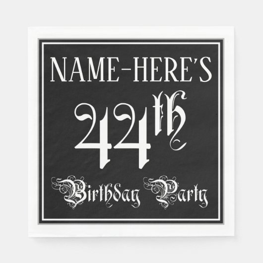 44th Birthday Party — Fancy Script + Custom Name Serviette (Vorderseite)